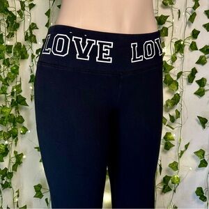 Black Flared Leggings with LOVE Waistband